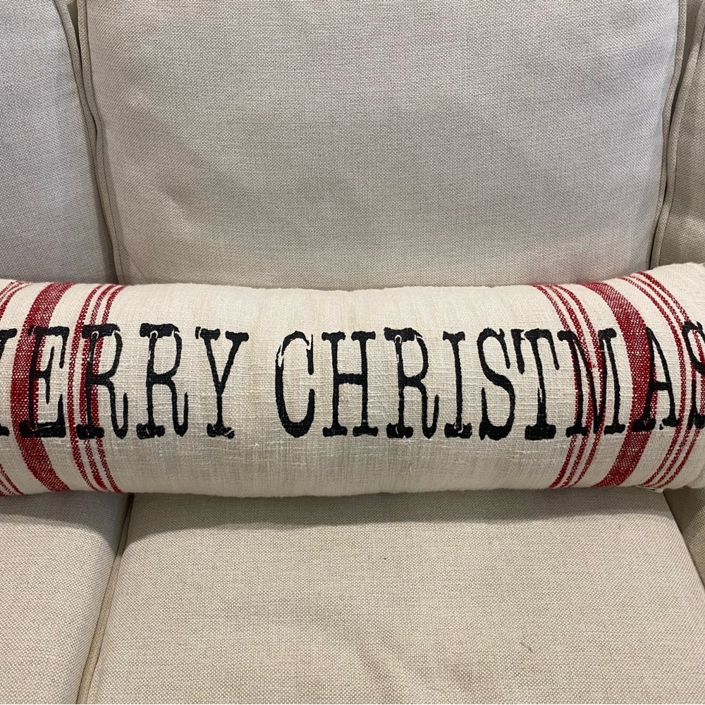 Festive Red and Black Merry Christmas Pillow